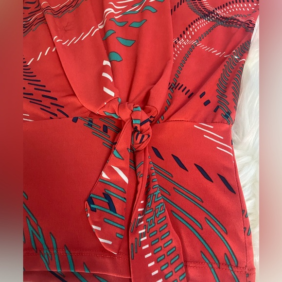 CLARA SUNWOO Orange Dolman Sleeve Abstract Women's Blouse - Picture 5 of 11